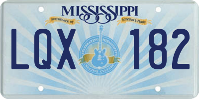 MS license plate LQX182