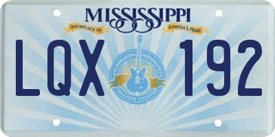 MS license plate LQX192