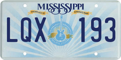 MS license plate LQX193