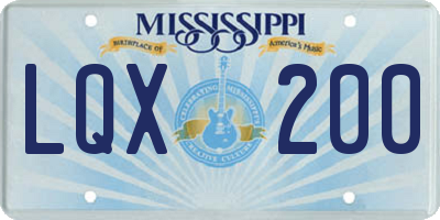 MS license plate LQX200