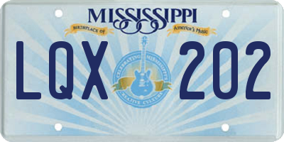 MS license plate LQX202
