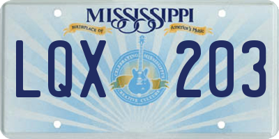MS license plate LQX203