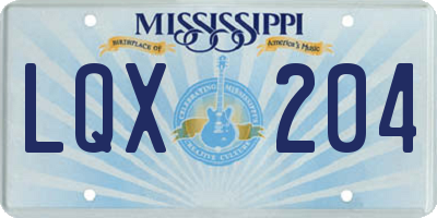 MS license plate LQX204
