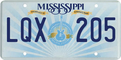 MS license plate LQX205