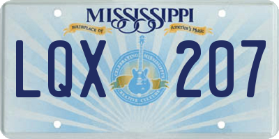 MS license plate LQX207
