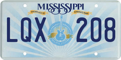 MS license plate LQX208