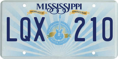 MS license plate LQX210
