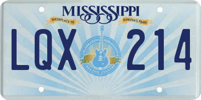 MS license plate LQX214