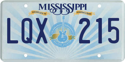 MS license plate LQX215