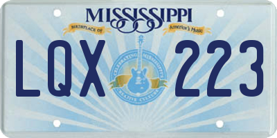 MS license plate LQX223