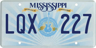 MS license plate LQX227
