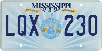 MS license plate LQX230