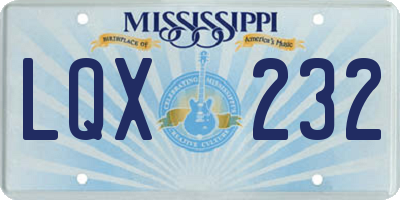MS license plate LQX232
