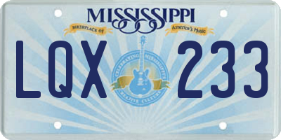 MS license plate LQX233