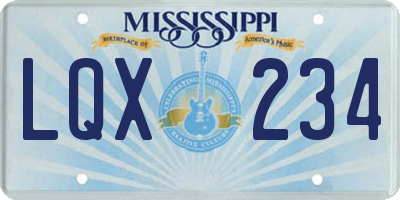 MS license plate LQX234
