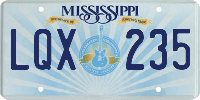 MS license plate LQX235