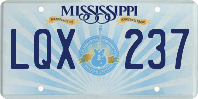 MS license plate LQX237