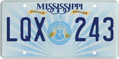 MS license plate LQX243