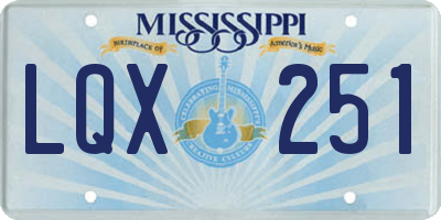 MS license plate LQX251