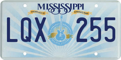 MS license plate LQX255