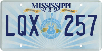 MS license plate LQX257