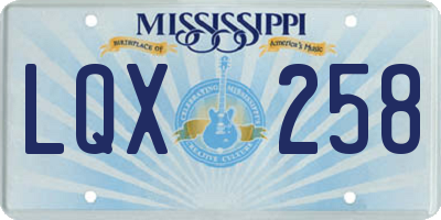 MS license plate LQX258