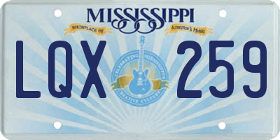 MS license plate LQX259