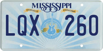 MS license plate LQX260