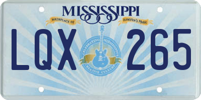 MS license plate LQX265