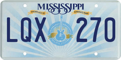 MS license plate LQX270
