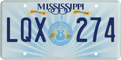 MS license plate LQX274