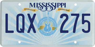 MS license plate LQX275