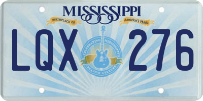 MS license plate LQX276