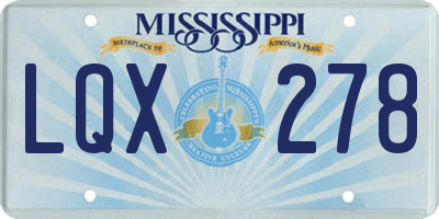 MS license plate LQX278