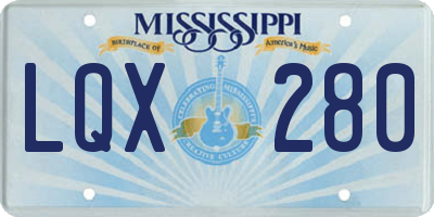 MS license plate LQX280