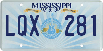 MS license plate LQX281