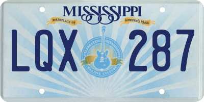 MS license plate LQX287