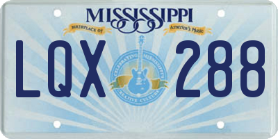 MS license plate LQX288