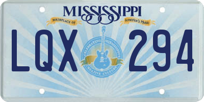 MS license plate LQX294