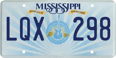 MS license plate LQX298