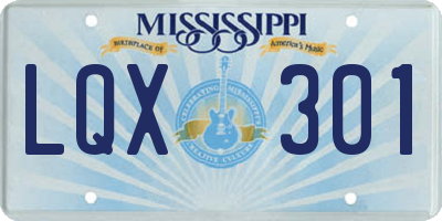 MS license plate LQX301
