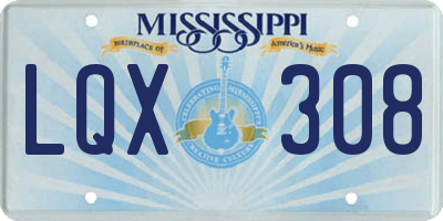 MS license plate LQX308