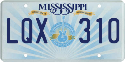 MS license plate LQX310