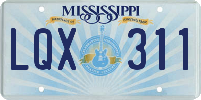 MS license plate LQX311
