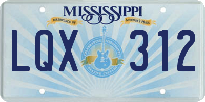 MS license plate LQX312