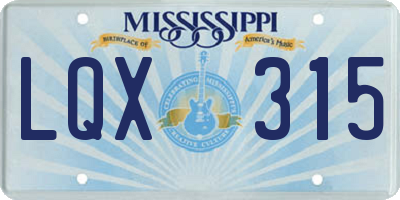 MS license plate LQX315