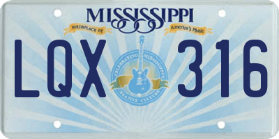MS license plate LQX316