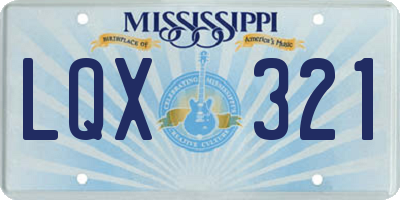 MS license plate LQX321