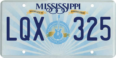 MS license plate LQX325