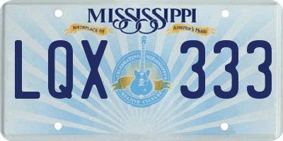 MS license plate LQX333